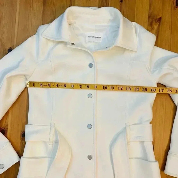 New Club Monaco Parnell Winter Coat Tailored Timeless Cream White Scandi Girl - Picture 8 of 13